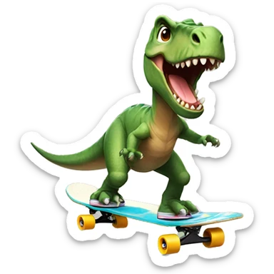 dinosaur riding a skateboard sticker