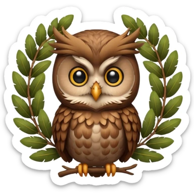 owl sitting in laurel wreath sticker