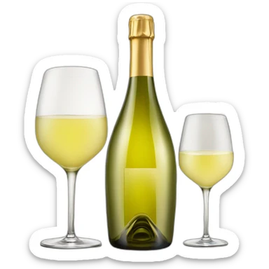 1 piece of big bottle signed "CAVA" and 2 pieces same clinking glasses of white wine sticker