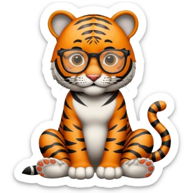 full body of tiger wear glasses sticker