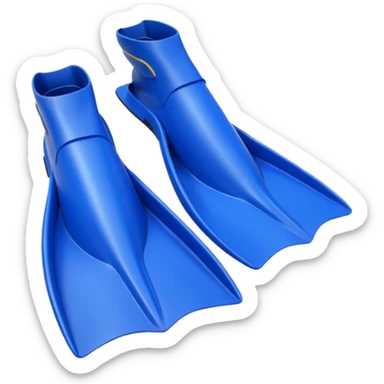 diving fins, blue, simple sticker