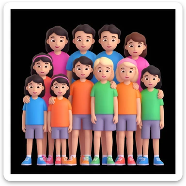 depict 8 people, 5 of which are girls and 4 are boys sticker