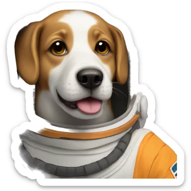happy dog in an astronaut helmet sticker