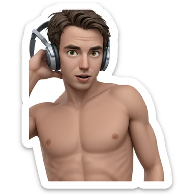 boy with headphones looking at you sticker