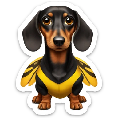 dachshund in a bumblebee costume sticker
