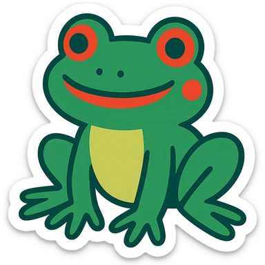 a frog in a playful cartoon style sticker