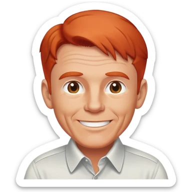 cheerful senior white male, athletic build, receding red hair, professional and friendly, in a collared shirt sticker