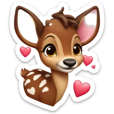 Bambi with hearts sticker