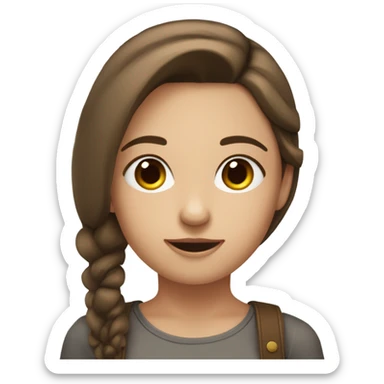 A fair skinned gir with strait brown hair parted in the middle  sticker