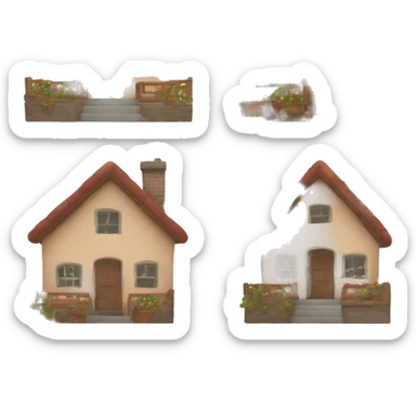 Create a cozy house emoji with eyes and hands, giving it a welcoming and lively personality. Use a warm, inviting color palette to convey comfort and safety. Keep the design simple yet detailed to express its character at a small size.
 sticker
