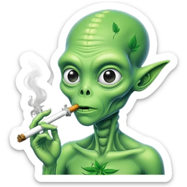 Alien smoking weed sticker