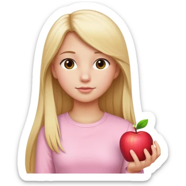 girl in light pink clothes, blonde with long straight hair, side view, pose, Apple emoji style, variation 2 sticker