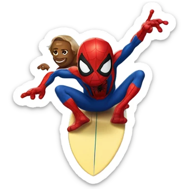 spiderman surfing on baby spiders sticker