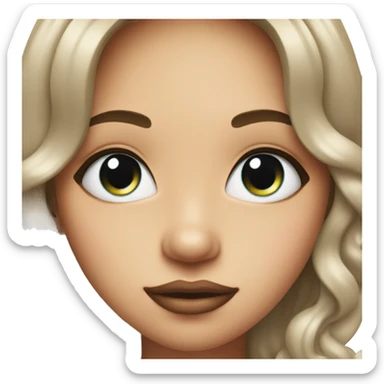 Emoji with lashes looking down, juicy lips and hand across forehead  sticker