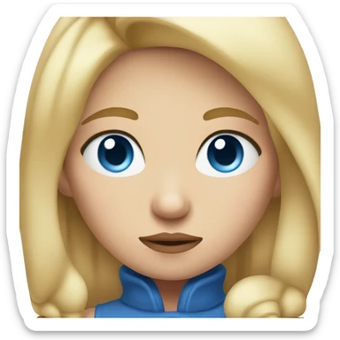 girl with blond hair and blue eyes pouting  sticker