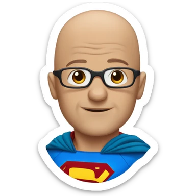 Superman with no hair, red beard and glasses  sticker