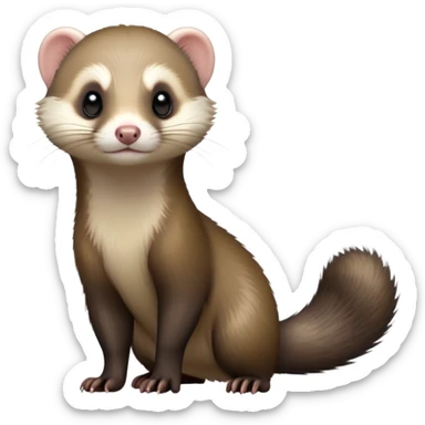 cinematic-[ferret]-realistic-full- long elongated body-standing-emoji,-tiny-paws-tucked-close,-head-tilted-dramatically,-sleek-[sable]-fur,-simplified-yet-realistic-focused-features,-highly-detailed,-glowing-with-an-almost-sarcastic-glow sticker