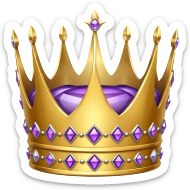Golden crown with purple and silver gems sticker