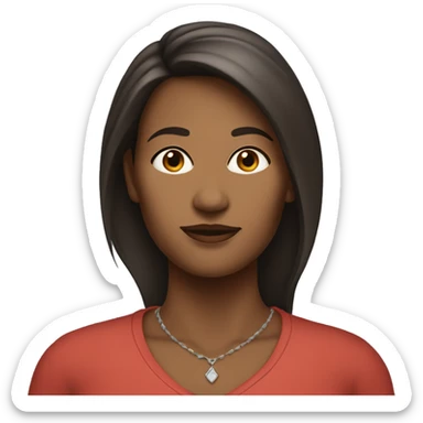 woman in her forties, slightly dark, square brown hair, with a piercing on the top of her cheek sticker