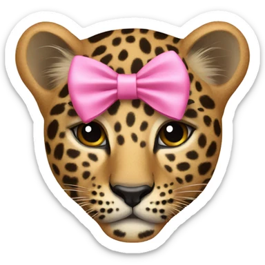 Leopard with a pink bow sticker
