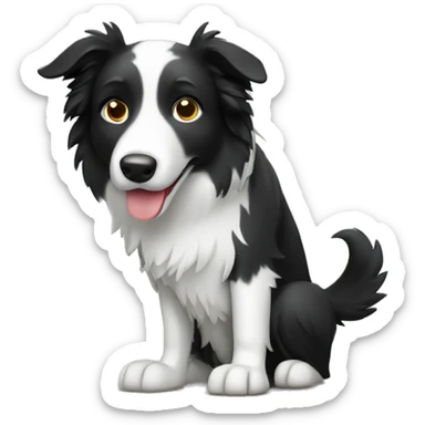 Border collie working with laptop sticker
