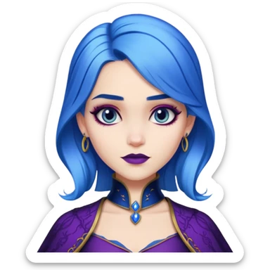 Evie from Descendants, blue hair, fashion-forward outfit, daughter of the Evil Queen sticker
