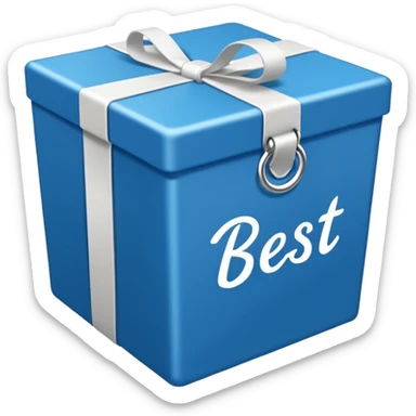 All Blue box with the words ‘Best Kept’ written on it in cursive  sticker