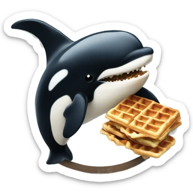 Killer whale eating waffles sticker