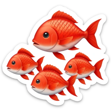 4 pesciolini rossi monto carini, di cui due genitori e due piccole femmine  sticker