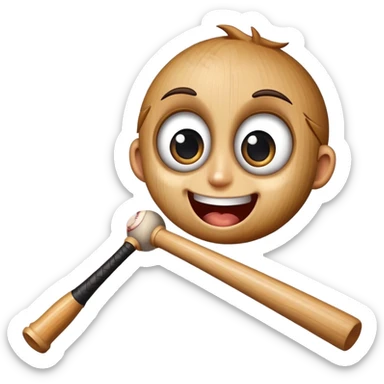 Baseball bat with big eyes and a happy expression sticker