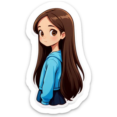 Girl with long straight brown hair  sticker
