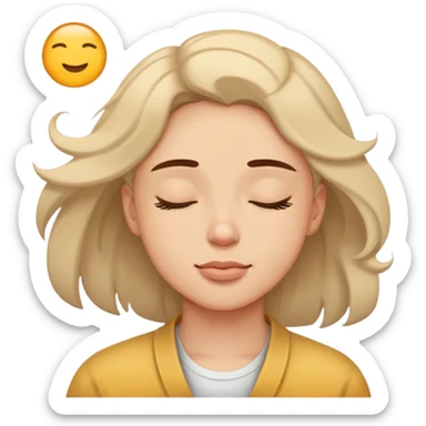 person relaxing with eyes closed enjoying a pleasurable breeze on their face sticker