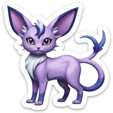 Dusky Purple-Navy Velvet-Coated Shadow-Striated Elegant Feline Absol-Espeon-hybrid-creature (full body) sticker