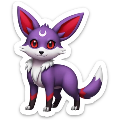 Dark gloomy violet white black Umbreon-Vernid-Zangoose-fusion (full body) sticker