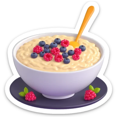 bowl of oatmeal porridge with honey and berries sticker