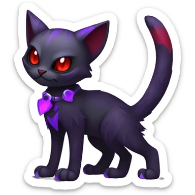 Vampiric dark edgy gothic cat fakemon with red purple edgy markings full body sticker