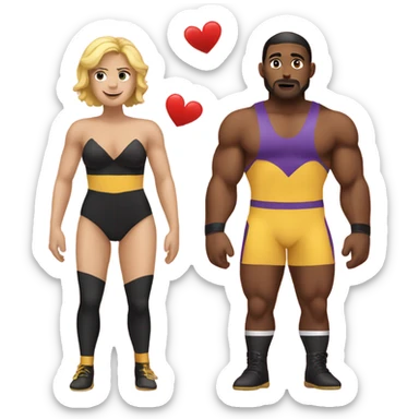 Male and female wrestler in love sticker