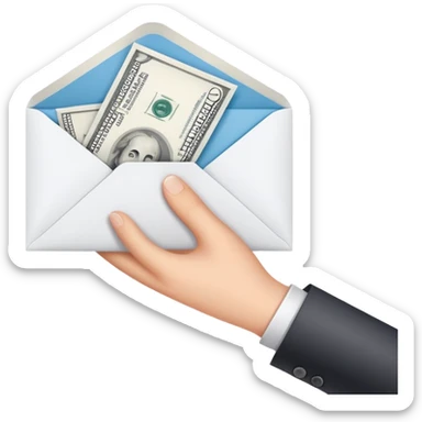 hand receiving salary envelope sticker