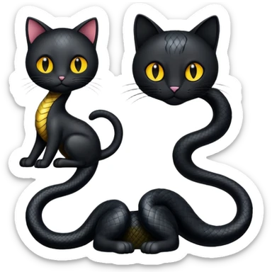 Poignard noir serpent et chat mignon sticker