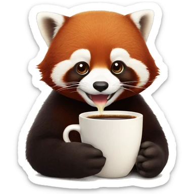 red panda qui fait une pause café sticker