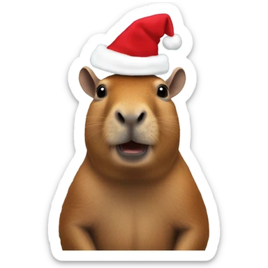 Capibara whit Noël hat  sticker