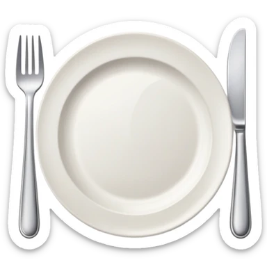 a plate with fork and knife representing a restaurant sticker