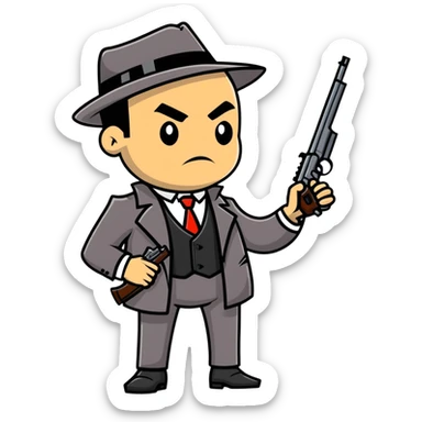 mafia gangster with tommy gun sticker