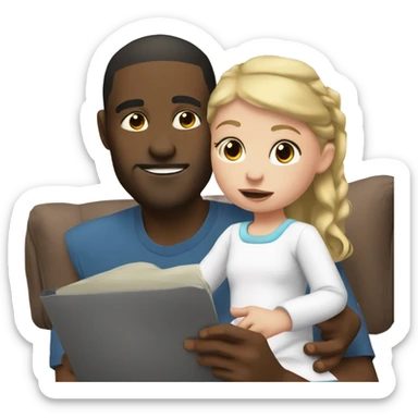 black man babysitting an white 2 year old girl sticker