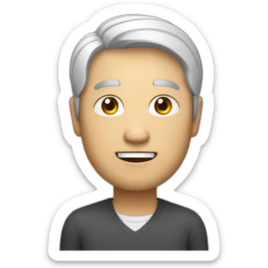 It produces an avatar of a middle-aged Asian man with a square face, small eyes and black and white hair sticker