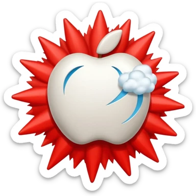 Create a 3D Apple-style emoji of a stylized explosion icon — abstract burst lines and a small cloud puff — combined with a circular red prohibition sign (slash). Keep it minimal, glossy, smooth, and friendly in Apple emoji style on a white background.

 sticker