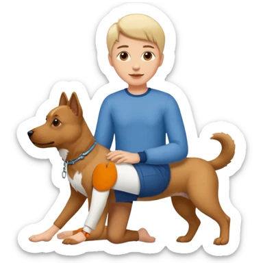 dog and human linking feet sticker