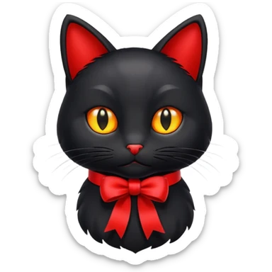 Black cat with red 🎀 emoji sticker