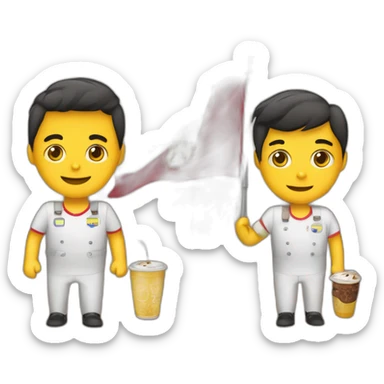 Cafeteritos con el pulgar arriba con Carriel y bandera de Colombia  sticker