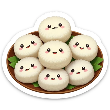 Ningbo rice balls with meat filling, simplified emoji style with bold outlines and bright colors, cartoon style round rice dumplings sticker